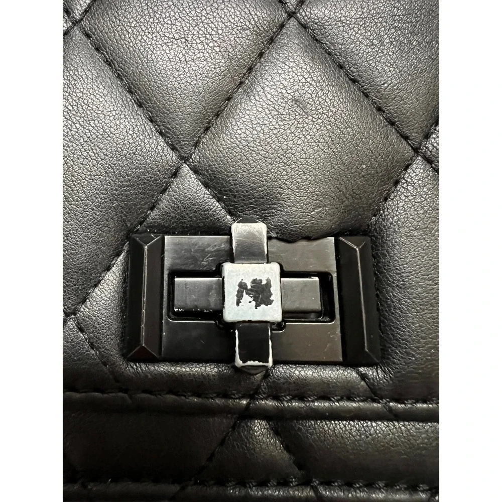 ALDO Black Quilted Faux Leather Clutch‎ Bag Multi Compartment